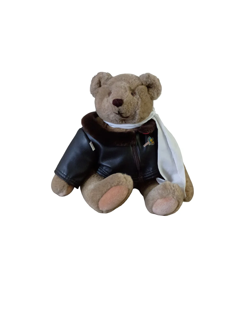 Gund Vintage 1982 Plush Pilot Bear in Brown with White Scarf
